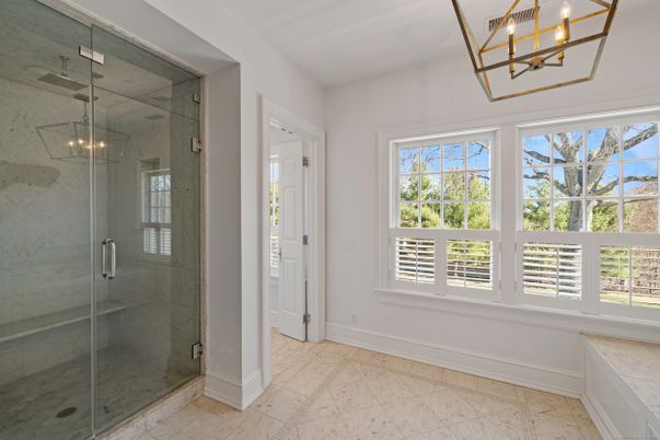 Bathroom, Glass Shower, Interior, Pendant Lights