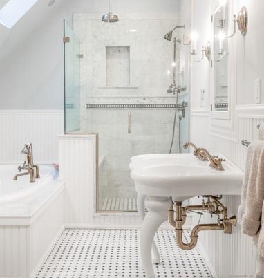 Bathroom, Glass Shower, Interior, Marble Walls