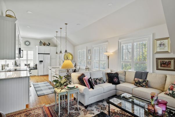 Interior, Kitchen, Living room, Pendant Lights, Recessed Lighting, Stainless Steel Appliances, Wood Texture Flooring