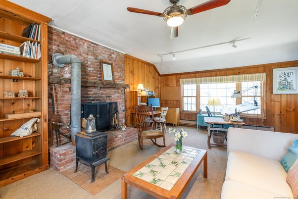 Dining room, Fireplace, Interior, Living room, Stone Walls, Wooden Walls