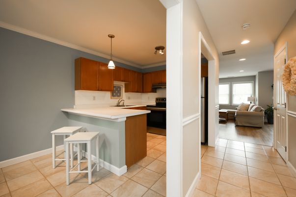 Interior, Kitchen, Living room, Pendant Lights, Recessed Lighting, Wood Texture Flooring