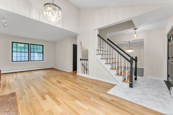 Chandelier, Empty room, Interior, Marble, Wood Texture Flooring