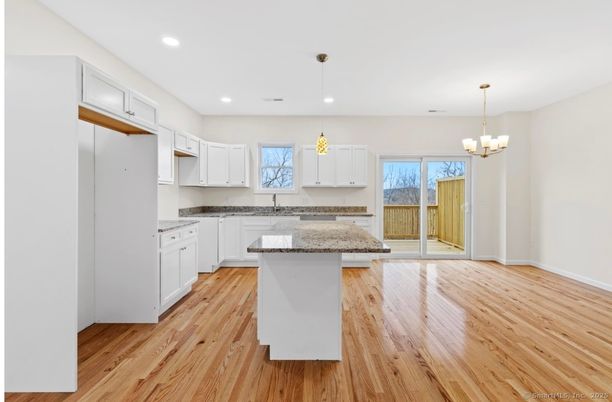 Chandelier, Interior, Kitchen, Pendant Lights, Recessed Lighting, Wood Texture Flooring