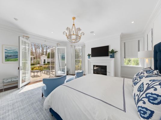Bedroom, Chandelier, Fireplace, Interior, Recessed Lighting