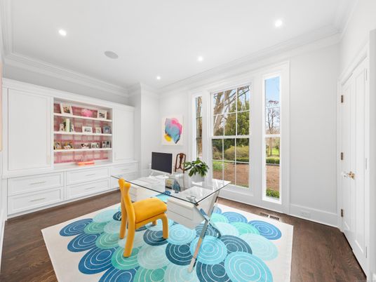 Home Office, Interior, Recessed Lighting, Wood Texture Flooring