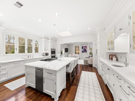 Interior, Kitchen, Living room, Recessed Lighting, Stainless Steel Appliances, Wood Texture Flooring