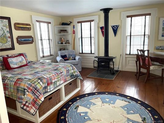 Bedroom, Fireplace, Interior, Wood Texture Flooring