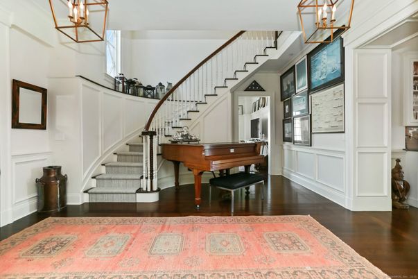 Interior, Pendant Lights, Piano, Wood Texture Flooring