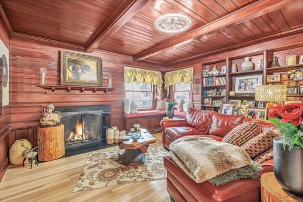 Fireplace, Interior, Living room, Wooden Beams, Wooden Ceilings, Wood Texture Flooring, Wooden Walls
