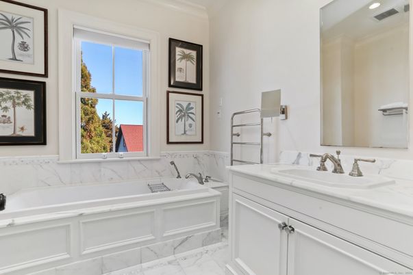 Bathroom, Dual Sink Vanities, Interior, Marble, Recessed Lighting