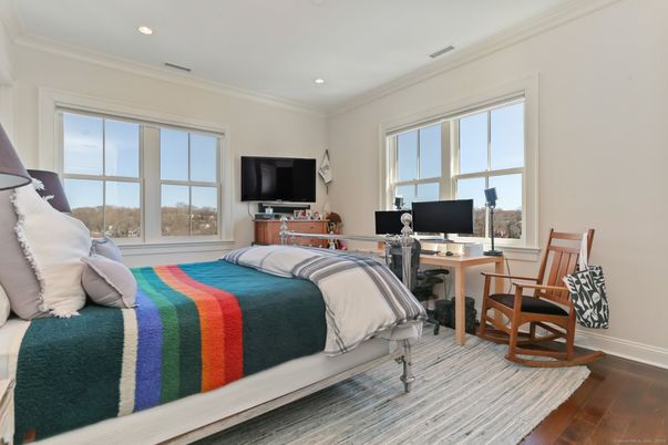 Bedroom, Home Office, Interior, Recessed Lighting, Wood Texture Flooring