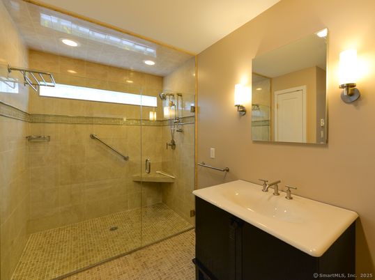 Bathroom, Glass Shower, Interior, Recessed Lighting