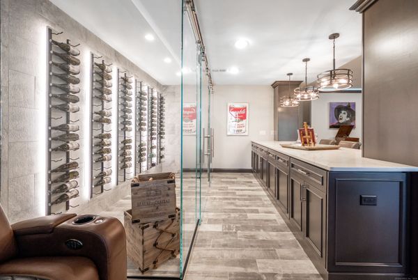 Interior, Pendant Lights, Recessed Lighting, Wine Storage, Wood Texture Flooring