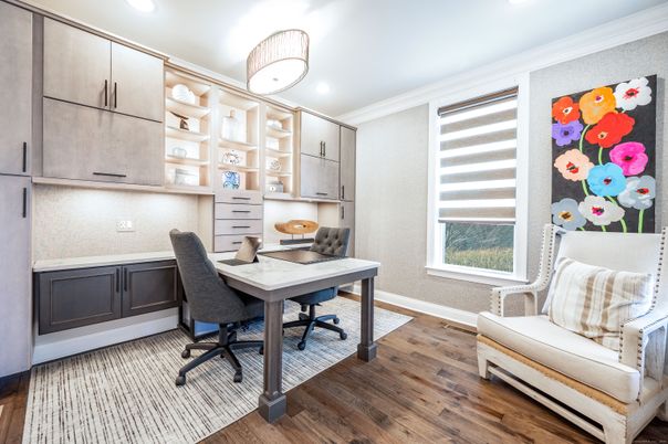 Home Office, Interior, Recessed Lighting, Wood Texture Flooring
