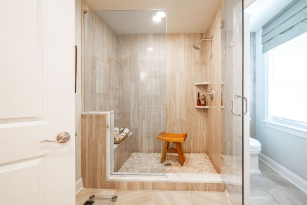 Bathroom, Glass Shower, Interior, Recessed Lighting