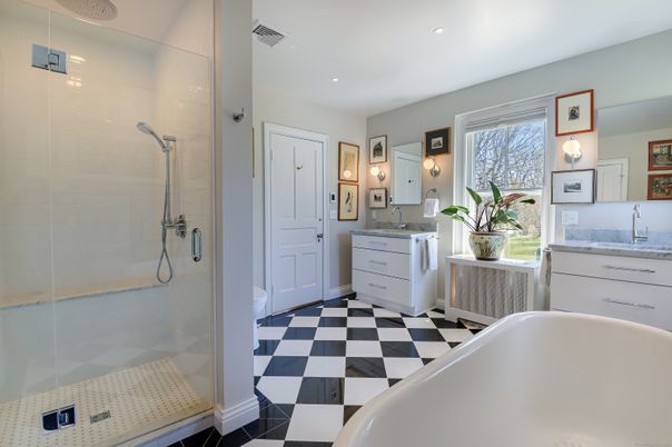 Bathroom, Dual Sink Vanities, Free Standing Baths, Glass Shower, Interior, Recessed Lighting