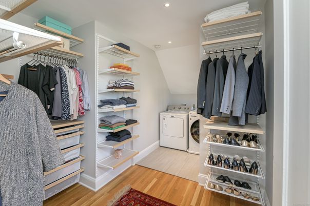 Interior, Recessed Lighting, Walk-in Closets, Washer, Wood Texture Flooring