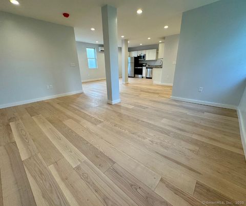 Empty room, Interior, Kitchen, Recessed Lighting, Wood Texture Flooring