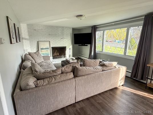 Fireplace, Interior, Living room, Stone Walls, Wood Texture Flooring