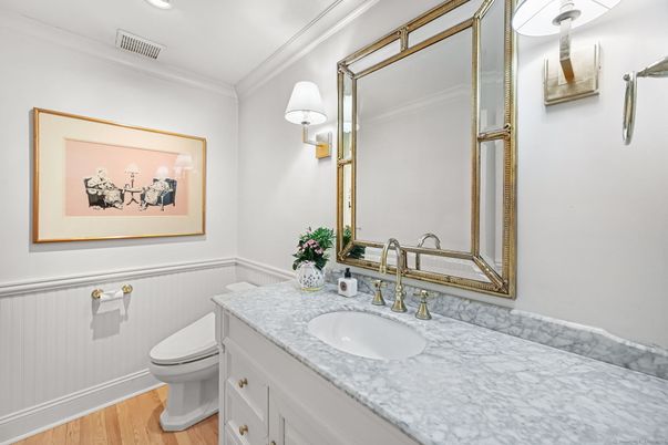Bathroom, Interior, Recessed Lighting, Wood Texture Flooring