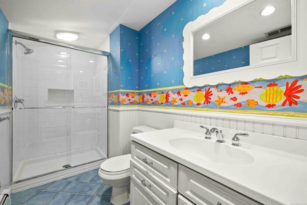 Bathroom, Glass Shower, Interior, Recessed Lighting