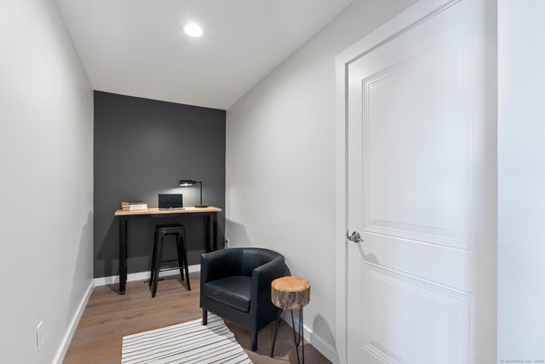 Home Office, Interior, Recessed Lighting, Wood Texture Flooring