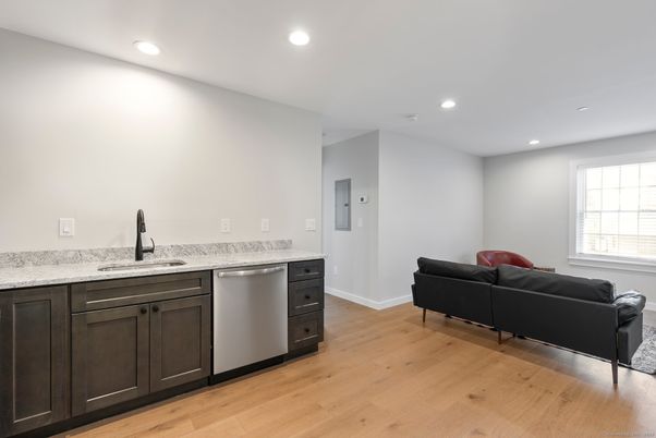 Interior, Kitchen, Living room, Recessed Lighting, Wood Texture Flooring