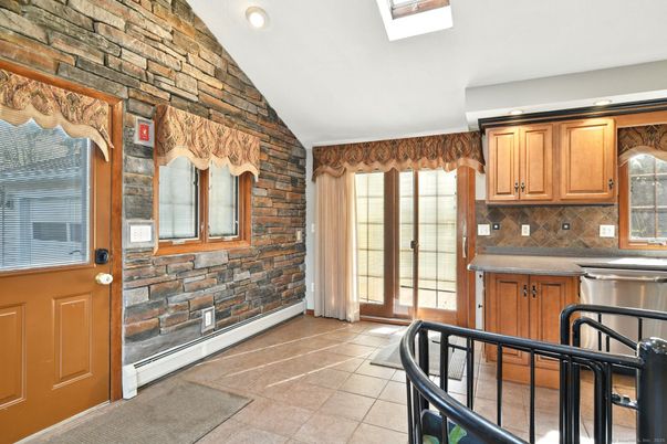 Interior, Kitchen, Recessed Lighting, Stone Walls