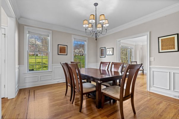 Chandelier, Dining room, Interior, Wood Texture Flooring