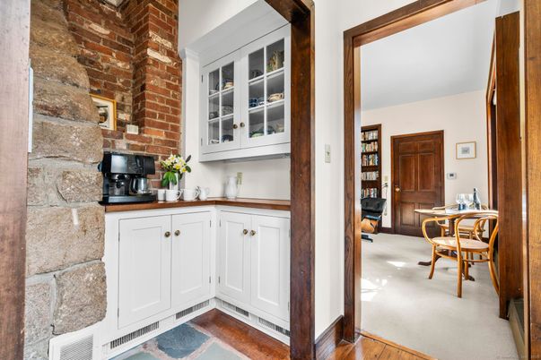 Dining room, Interior, Stone Walls, Wood Texture Flooring