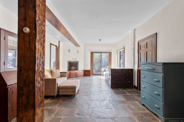 Bedroom, Fireplace, Interior, Wooden Beams