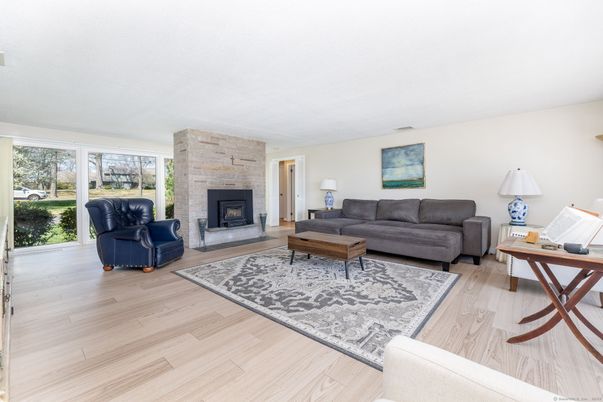 Fireplace, Interior, Living room, Stone Walls, Wood Texture Flooring