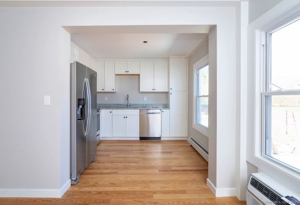 Interior, Kitchen, Stainless Steel Appliances, Wood Texture Flooring
