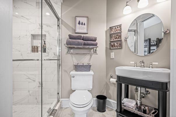 Bathroom, Glass Shower, Interior, Marble Walls