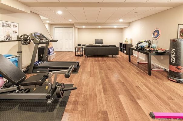 Fitness Equipment, Interior, Recessed Lighting, Wood Texture Flooring