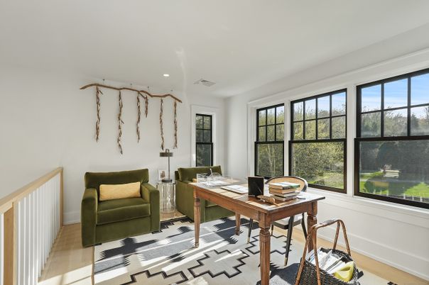 Home Office, Interior, Recessed Lighting, Wood Texture Flooring