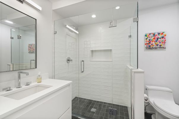 Bathroom, Glass Shower, Interior, Recessed Lighting