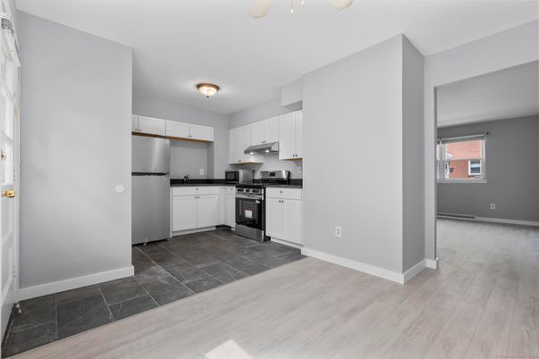 Interior, Kitchen, Stainless Steel Appliances, Wood Texture Flooring