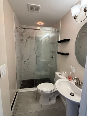Bathroom, Glass Shower, Interior, Marble Walls