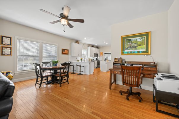 Home Office, Interior, Kitchen, Recessed Lighting, Wood Texture Flooring