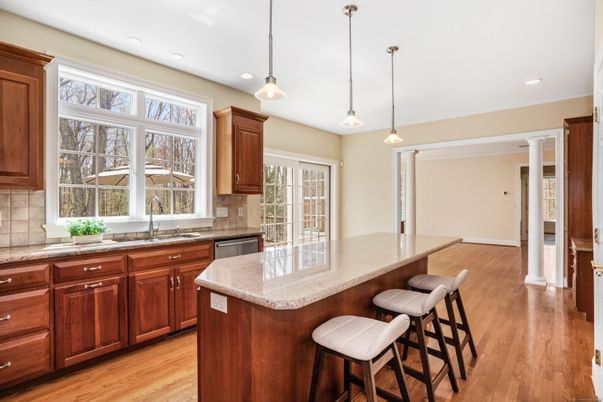 Interior, Kitchen, Pendant Lights, Recessed Lighting, Wood Texture Flooring