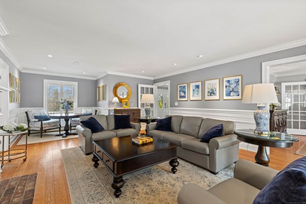 Dining room, Interior, Living room, Recessed Lighting, Wood Texture Flooring