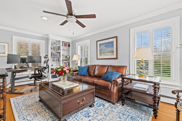 Home Office, Interior, Living room, Recessed Lighting, Wood Texture Flooring