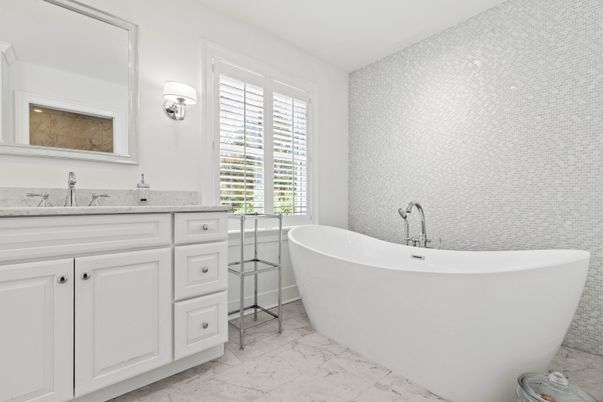 Bathroom, Dual Sink Vanities, Free Standing Baths, Interior, Marble