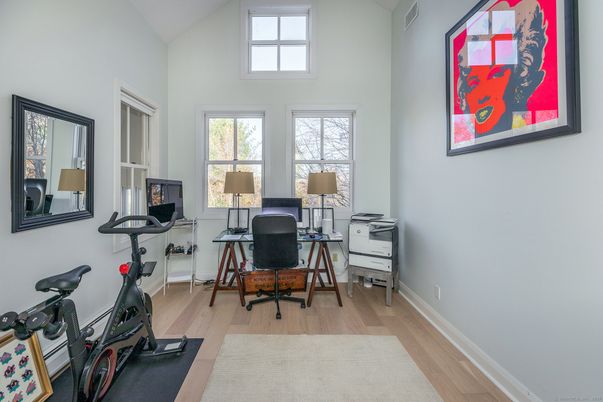 Fitness Equipment, Home Office, Interior, Wood Texture Flooring