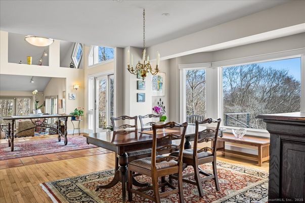 Chandelier, Dining room, Interior, Pendant Lights, Wood Texture Flooring