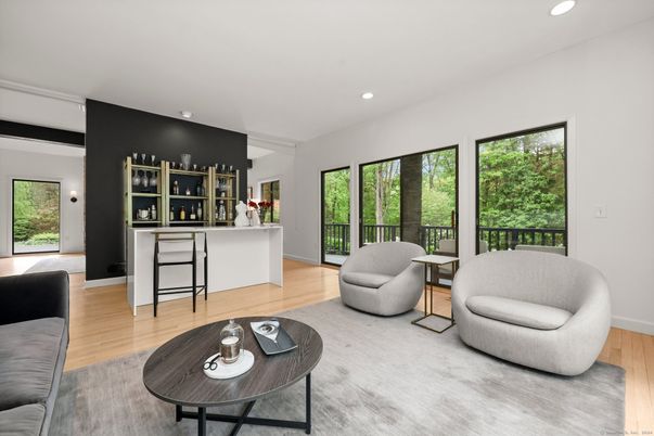 Interior, Living room, Recessed Lighting, Wood Texture Flooring