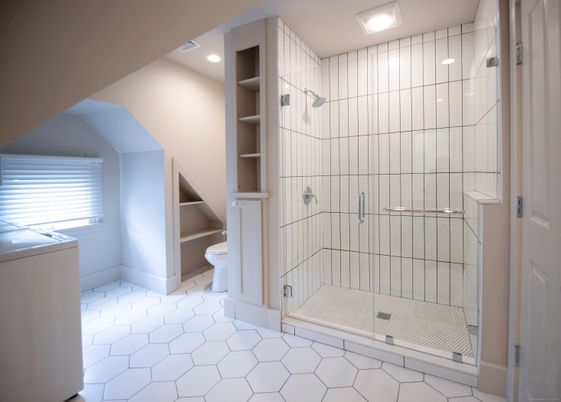 Bathroom, Glass Shower, Interior, Recessed Lighting