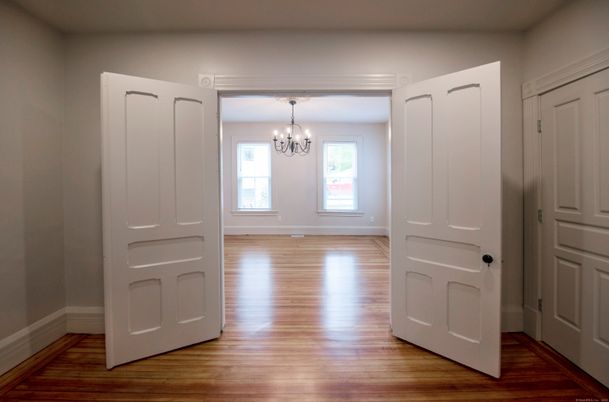 Chandelier, Empty room, Interior, Wood Texture Flooring