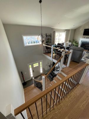 Dining room, Interior, Living room, Pendant Lights, Recessed Lighting, Wood Texture Flooring